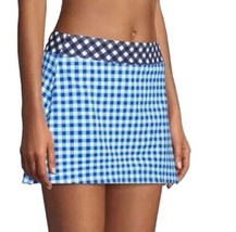 Draper James x Lands End Swim Skirt Size 2 Blue White Check Built In Briefs NEW - £38.84 GBP
