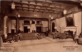 Vtg Postcard Glimpse of Main Lobby, Motel Plaza, San Francisco, California - £6.22 GBP