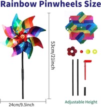 10 Pieces 9.5 Inches Rainbow Pinwheels Windmill Wind Spinners Outdoor for Yard G - £25.98 GBP