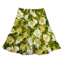 Premise Womens Linen Blend Skirt Size 8 Olive Green Yellow Floral A-Line... - $24.70