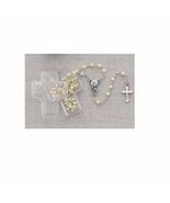 WHITE ROSARY BEADS WITH CROSS-SHAPED BOX - £3.99 GBP
