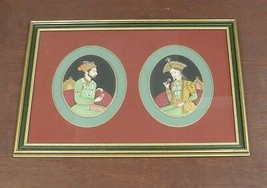 Mughal Empire Shah Jahan/ Mumtaz Mahal Handmade Mughal Miniature Painting Framed - £299.43 GBP
