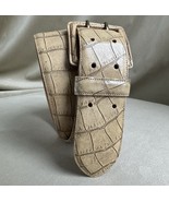 Giorgio Armani leather belt croc embossed Neutral Beige Vintage 93cm 36.... - $44.00
