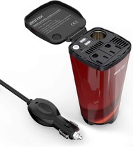 Bestek 200W Car Power Inverter, Car Plug Adapter Outlet Converter With, Cola Red - £38.48 GBP