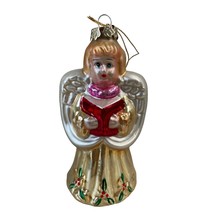 Mercury Glass Angel Caroler Ornament Blown Glass Christmas Vintage Taiwan - £13.10 GBP