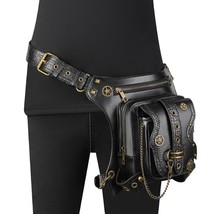 Omotive chain waist packs unisex retro moto biker rivet fashion outdoor waist bag women thumb200