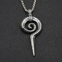 Silver Mayan Totem Snake Scepter Pendant Necklace Mens Womens Jewelry Chain 24&quot; - £9.48 GBP