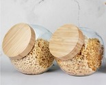 SET Of 2 Small Glass Penny Jar with Bamboo Lids  16 oz. - $19.99