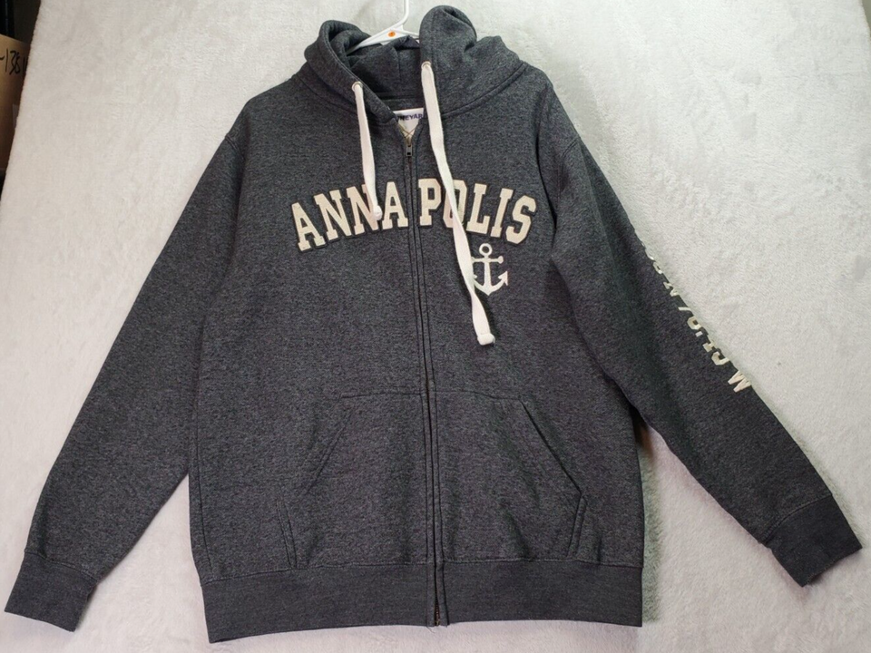 Vineyard Annapolis Hoodie Unisex Medium Gray Cotton Long Sleeve Anchor F... - $16.57
