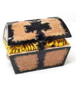 Treasure Chest Bank Gold Coins Brown Trunk Ceramic 1970s Without Stopper - $23.70