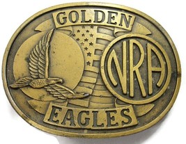 NRA Belt Buckle Golden Eagles Vintage Brass - £22.90 GBP