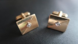 Vintage Anson 12k Gold Filled Diamond Accent Cufflinks - £38.38 GBP