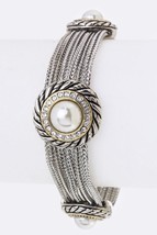 Pearl &amp; Crystals Disks Layer Bracelet - $16.50