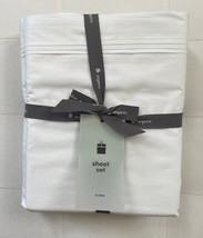 West Elm 400 Thread Count Organic Percale Pleated Edge Sheet Set ~King~*White*~ - £112.75 GBP