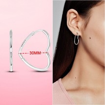 Earrings 925 Silver Asymmetrical Heart Hoop Earrings for Women Fashion Trendy St - £10.50 GBP