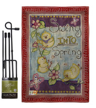 Swing into Spring Burlap - Impressions Decorative Metal Garden Pole Flag Set GS1 - £27.15 GBP