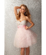 Posh Romantic Sexy Strapless Short Beaded Evening Gown/Prom Dress, Pink ... - $348.75 CAD