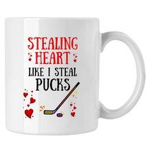 Stealing Heart Like I Steal Pucks Mug, Hockey Lovers Mug, Valentine&#39;s Day Coffee - £13.23 GBP