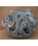 Heavy Ceramic Container with Turtles Made to Look Old Candle Holder 6&quot; x 8&quot; - £31.15 GBP