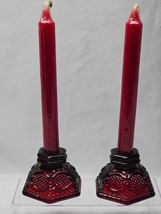 AVON 1876 CAPE COD RUBY Dual Purpose Single Light Candlesticks By Wheato... - $274.64 MXN