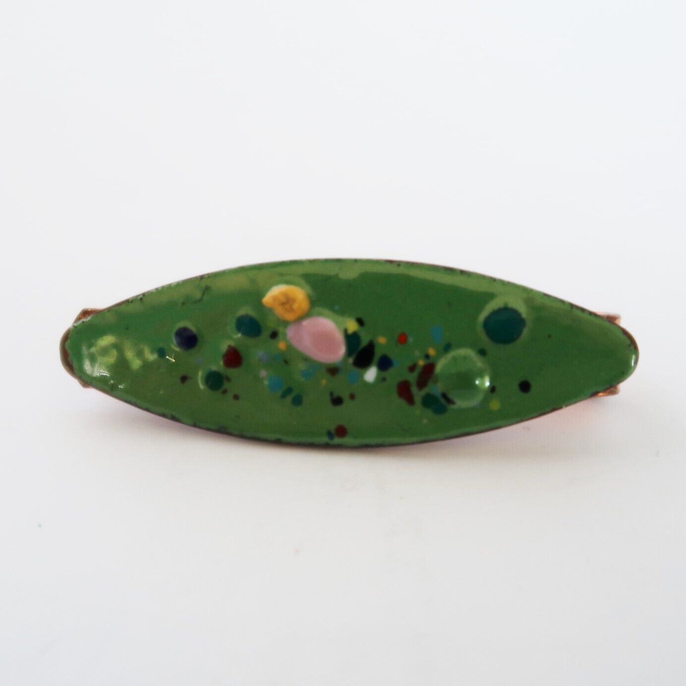 Vintage Mid Century Enamel Over Copper Abstract Modernist Print Tie Clip Item image 2