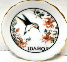 Vintage Souvenir Idaho Hummingbird Mini Plate 3.5 inches Gold Trim - $9.63