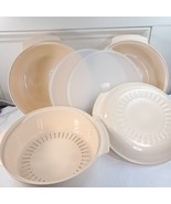 Vintage Tupperware microwave cooker set 6 pcs steamer 3 &amp; 1.75 quart cle... - $52.00