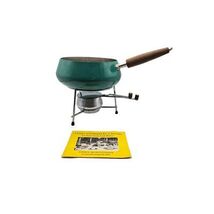 Vintage Mid Centry Modern Fondue Pot Buehner Wanner Blue Wood Handle - $27.99