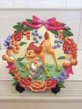 Disney Bambi Deer Embossed Ceramic Plate Set. Sweet Flowers Theme. Very RARE - $89.99