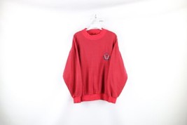 Vintage 90s IOU Mens Small Faded Spell Out Striped Mock Neck Sweatshirt Red - £34.84 GBP