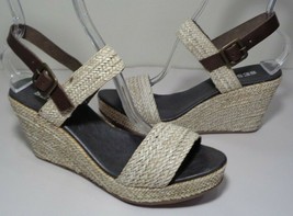 Sesto Meucci Size 11 M TRENZA Beige Leather Wedge Sandals New Women&#39;s Shoes - £184.26 GBP