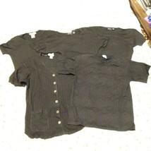 Lot of 5 Black Tops:  4 Knit Tops + Button Front Cardigan w/Side Slits L... - £9.25 GBP