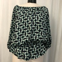 Vince Camuto Navy Blue Print Gathered Blouse Size Med - $25.99