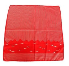 Vintage Red &amp; Cream Sea Birds Pattern Square Polyester Scarf Made in Italy - $19.99
