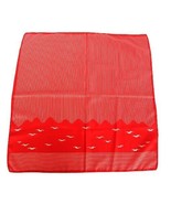 Vintage Red &amp; Cream Sea Birds Pattern Square Polyester Scarf Made in Italy - $27.73 CAD