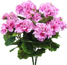 Pink Geranium Artificial Flowers Geranium Bush Faux Geraniums, Ferial 2 Pcs.. - £33.54 GBP