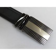Men VALENTINI Leather Track Belt Adjustable Removable Buckle V531 Black image 4