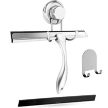 Bathroom Shower Squeegee Chrome Plated Stainless Steel With Matching Suc... - $35.99