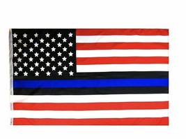 Red White And Blue Thin Blue Line Usa Flag From Texas 3X5 Ft Support Pol... - £14.15 GBP