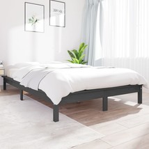Bed Frame Grey 150x200 cm King Size Solid Wood Pine - £93.81 GBP