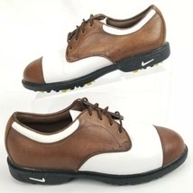 Nike Air Golf Shoes Womens 7 Brown White Leather Soft Spikes Oxford 980507 Q-Lok - £15.45 GBP