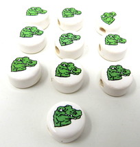 10 Alligator Heads Ceramic Beads Disc Peru 1/2&quot; Horizontal Hole US Seller - £7.88 GBP