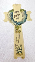 1913 Celluloid Cross Embossed w Flowers Leaves &amp; Easter Greetings 4 x 2 ... - $18.32