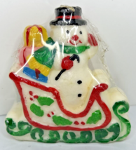 Vintage Snowman in Sleigh Christmas Candle New in Packaging 4&quot; x 4.25&quot; SKU H671 - $16.99