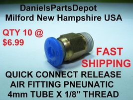 X10 4MM Tube X 1/8 Bspt Threaded Pneumatic Quick Connect Release Air Fitting - £5.52 GBP