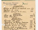Restaurant Venecia Menu Playa de Vicente Lopez Buenos Aires Argentina 19... - £14.01 GBP