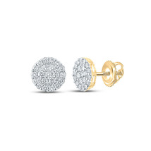 10kt Yellow Gold Mens Round Diamond Cluster Earrings 2-3/4 Cttw - £1,725.80 GBP
