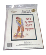 Golf Counted Cross Stitch Kit Personalize Name Game Includes Frame Golfe... - $15.79