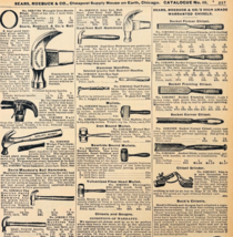 1969 Hammers &amp; Chisels 1901 Repro Advertisement Sears Tools &amp; Hardware D... - $28.07 CAD