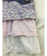 Oshkosh Girls 2T Tiered Floral Eyelet Gingham Denim Overall Vestbak Dres... - £14.87 GBP